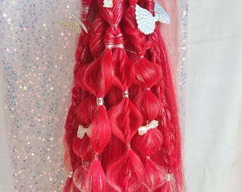 1x Zopf,handgeflochten,Kunsthaarteile,bubble braids, Ravezöpfe, Fantasiezöpfe,Partyhaare, eingeflochtene Accessoires,wiederverwendbar