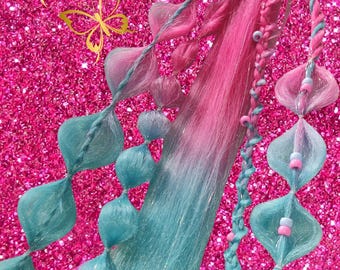 1x Zopf,handgeflochten,Kunsthaarteile,bubble braids, Ravezöpfe, Fantasiezöpfe,Partyhaare, eingeflochtene Accessoires,wiederverwendbar