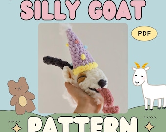 Wzór na szydełkową zabawkę Silly Goat | Mały, zabawny projekt szydełkowy dla początkujących | Wzór na pluszową zabawkę Amigurumi Animal | Natychmiastowe pobranie pliku PDF