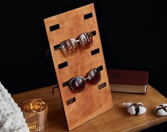 Soporte de madera para gafas de escritorio, Soporte para gafas, Soporte para gafas graduadas, Expositor de gafas de sol, Organizador de gafas de sol, Estante para gafas de sol