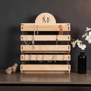 Espositore per collane in legno, Espositori per gioielli in legno, Appendino per gioielli, Espositore per gioielli, Appendino per gioielli al dettaglio, Espositore per gioielli da tavolo