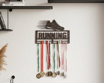 Wooden Running Medal Holder, Marathon Race Display Rack