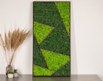 Moss Wall Art, Large Moss Wall Decor with Wood Frame, Unique Preserved Moss Art, Wall Decor Made of Real Moss, New Home Gift