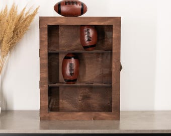 Display case with glass door, Football Display Case, Сabinet door organizer, Football Collectibles Stand, Ball Organizer, Rugby display box
