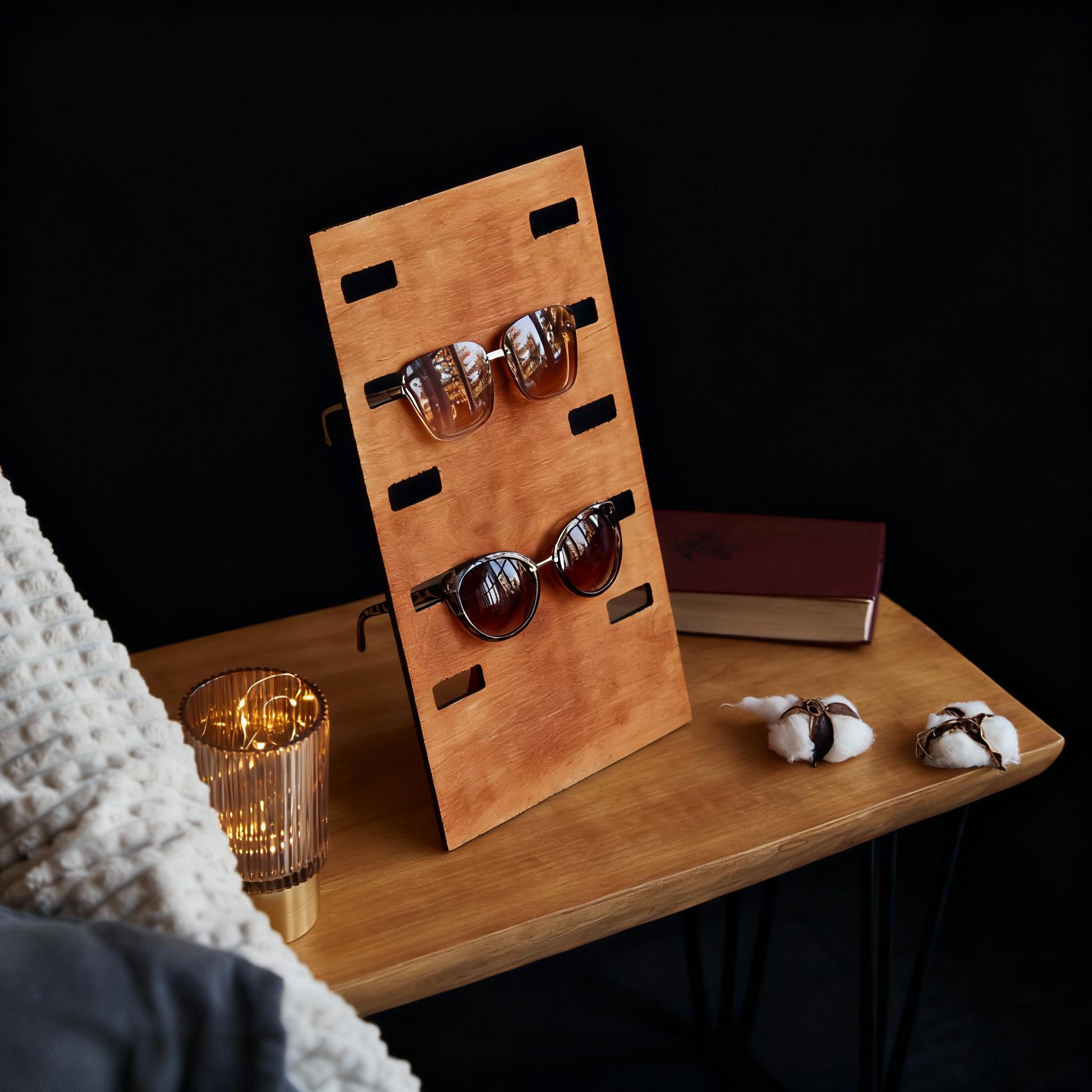 Wood glasses holder for a desk, Glasses holder stand, Eyeglasses stand, Sunglass display, Sunglass organizer, Sunglasses rack