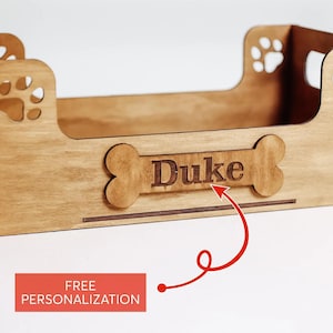 Personalized dog toy storage, Dog toy box wood, Pet toy storage, Dog toy basket with name, Dog toy crate, Pet toys basket image 3