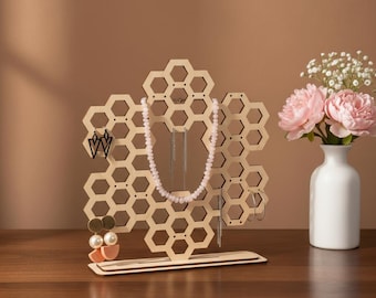 Honeycomb jewelry display,Tabletop Earring Display,Earring Stand,Jewelry display stands wooden,Wood Jewelry Stand,Jewelry stand hanger
