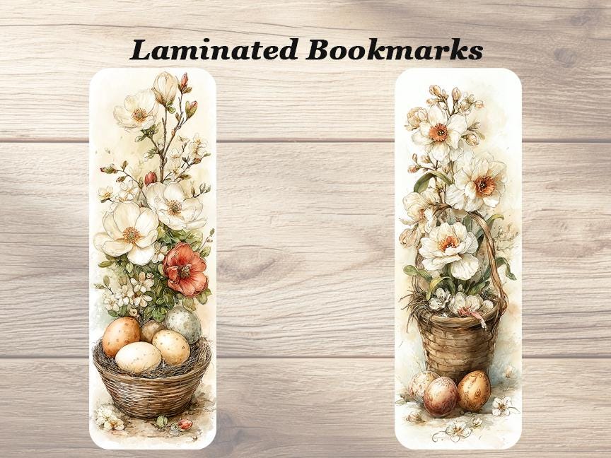 Springtime Bookmarks Library Watercolor Springtime Laminated Bookmarks. Set of 4 Pretty Easter ...