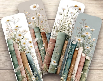 Daisy Books Laminated Bookmarks Set of 4 Cottagecore Book Marks. Ideal Cozy Reading Accessory or Book Lover Gift.