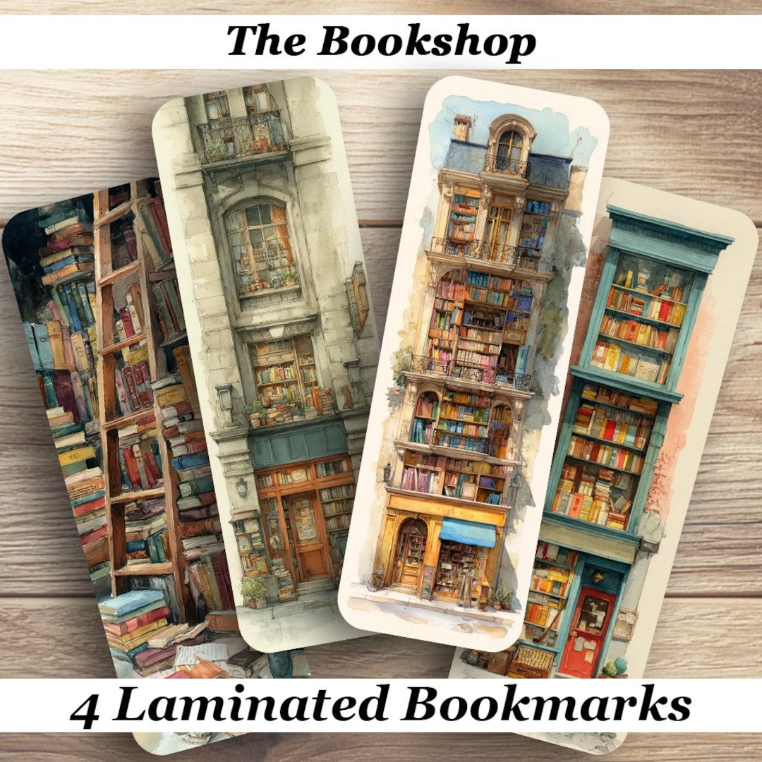 The Book Shop Laminated Bookmarks. Set of 4 Lovely Book Marks. Ideal ...