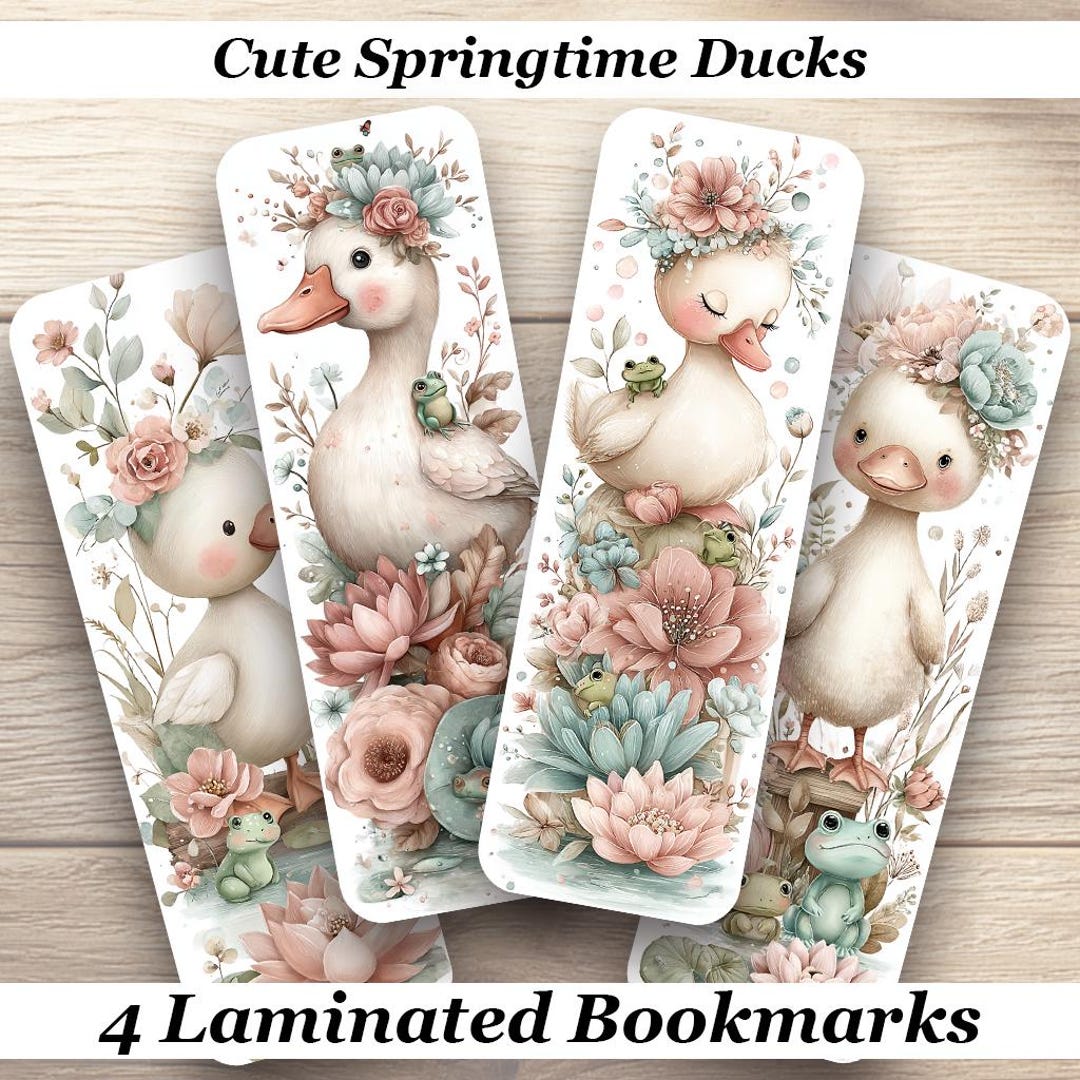 Springtime Bookmarks Library Cute Springtime Ducks Laminated Bookmarks. Set of 4 Book Marks. Ideal ...