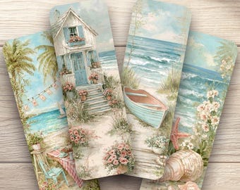 Cape Cod Summer Laminated Bookmarks. Set of 4 book marks to help you dream of sunny days relaxing on the beach. Ideal gift for book lovers.