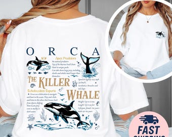 T-shirt graphique Orca : chemise d'observation des baleines aux couleurs confortables