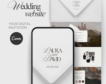 Canva Wedding Website Template | Elegant Digital Invitation with RSVP & Countdown Timer | Wedding Website