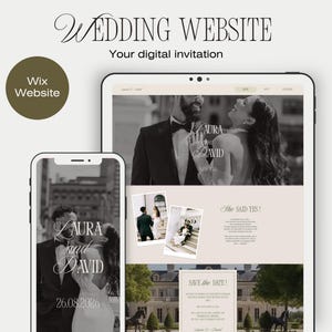 Wix Wedding Website Template – Digital Invitations, Online RSVP, Customizable Wedding Website, Easy Editable Template, Olive Theme Website