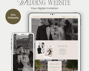 Wix Wedding Website Template – Digital Invitations, Online RSVP, Customizable Wedding Website, Easy Editable Template, Olive Theme Website