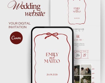 Wedding website template – Canva wedding invitation – Wedding website – RSVP