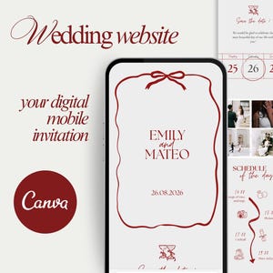 Wedding Website Template – Canva Mobile Digital Invitation – Customizable Digital Wedding Invitation – Canva Wedding Website