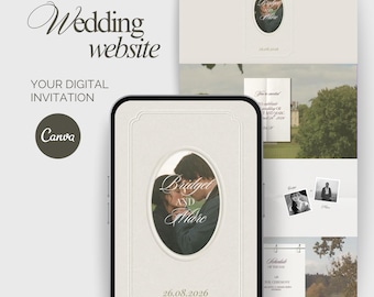Wedding website template – RSVP form – Customizable digital wedding invitation – Canva wedding website