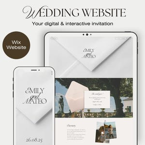 Wix Wedding Website Template – Digital Invitations, Online RSVP, Customizable Wedding Website, Easy Editable Template, Beige Theme Website