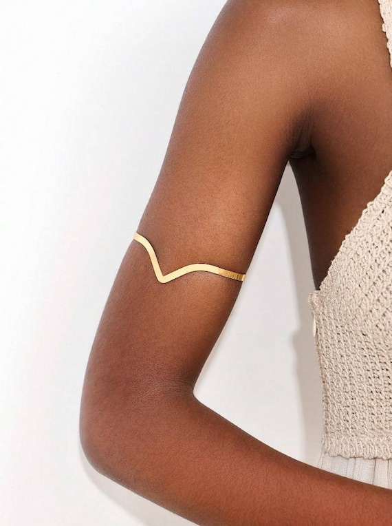 Minimalist Arm Cuff, Gold Arm Band, Eye Decor Arm Cuff, Gold Upper Arm Cuff Bracelet, Silver Arm Band, Arm Cuff Gold, Gift for Her