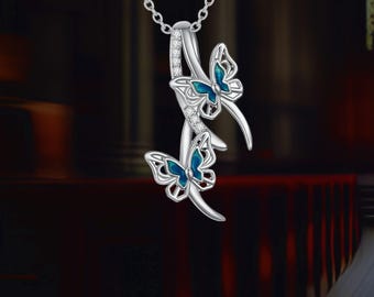 Butterfly Pendant Chain Necklace For Women 925 Sterling Silver Butterfly Infinity Jewelry
