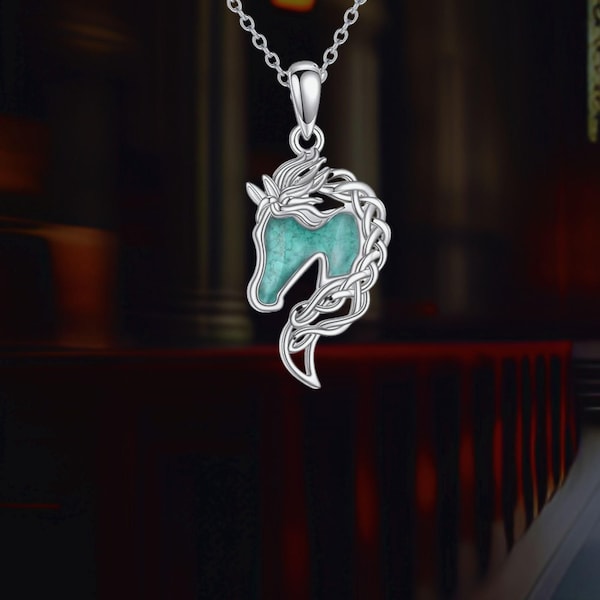Horse Pendant Necklace For Women Turquoise 925 Sterling Silver Horse Animal Jewelry