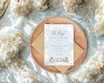 Editable Winnie The Pooh Baby Shower Invitation, Classic Winnie Pooh Baby Shower Invitation, Vintage Winnie Pooh Baby Shower Printable