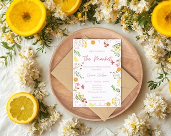 Off The Market Bridal Shower Invitation Template, Farmer's Market Shower Invite, She's Off Market Instant Download, Printable, Evite, Canva