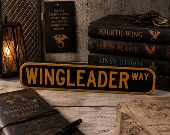 3D Printed, Fourth Wing Inspired Shelf Sign | Bookshelf Dragon Decor, Raised Lettering, Handmade Finish