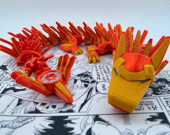 Iron Man Inspired Articulated Dragon, 3D Printed PLA