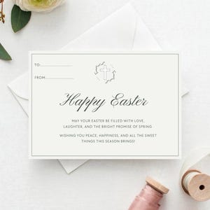 Tarjeta de Pascua imprimible para descargar e imprimir - icono de cruz - Pascua 2025 - Tarjeta de abril, tarjeta sencilla, alegría, felicidad, regalo, bonita tarjeta, dulce temporada