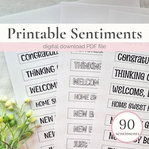 Printable Sentiments for Cards, Card Making Sentiment, DIY Crafts Kit, Greeting Words, Message Tags, Craft Activity, Cardmaking Adult Kits