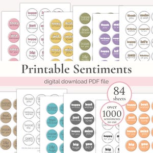 Printable Sentiments for Cards, Card Making Sentiment, DIY Crafts Kit, Greeting Words, Message Tags, Craft Activity, Cardmaking Adult Kit