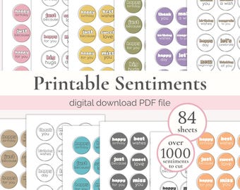 Printable Sentiments for Cards, Card Making Sentiment, DIY Crafts Kit, Greeting Words, Message Tags, Craft Activity, Cardmaking Adult Kit