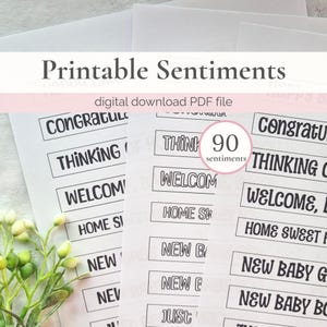 Printable Sentiments for Cards, Card Making Sentiment, DIY Crafts Kit, Greeting Words, Message Tags, Craft Activity, Cardmaking Adult Kits