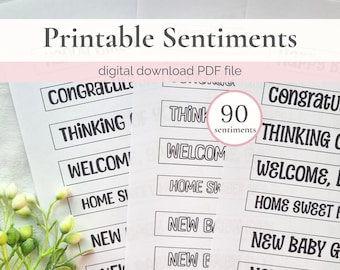 Printable Sentiments for Cards, Card Making Sentiment, DIY Crafts Kit, Greeting Words, Message Tags, Craft Activity, Cardmaking Adult Kits