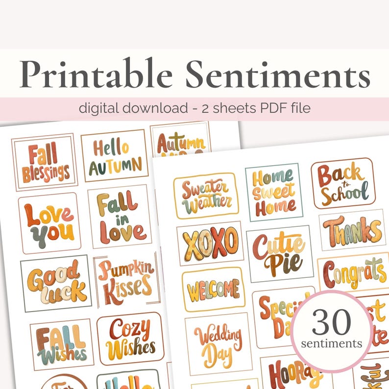 Printable Sentiments for Cards, Fall Card Making Sentiment, DIY Crafts ...
