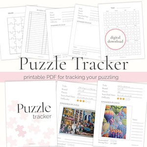Puzzle Tracker, Printable Puzzling Planner Page, Puzzles Habit Journal, Track Game Log, Print & Bind Jigsaw Puzzle Book, PDF Stickers