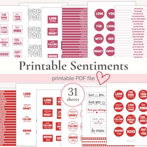 Printable Sentiments for Cards, Card Making Sentiment, DIY Crafts Kit, Greeting Words, Message Tags, Craft Activity, Cardmaking Adult Kits