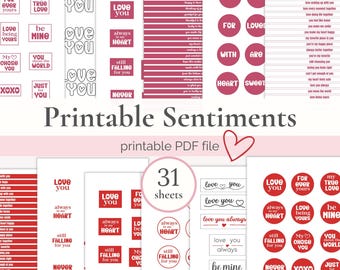 Printable Sentiments for Cards, Card Making Sentiment, DIY Crafts Kit, Greeting Words, Message Tags, Craft Activity, Cardmaking Adult Kits