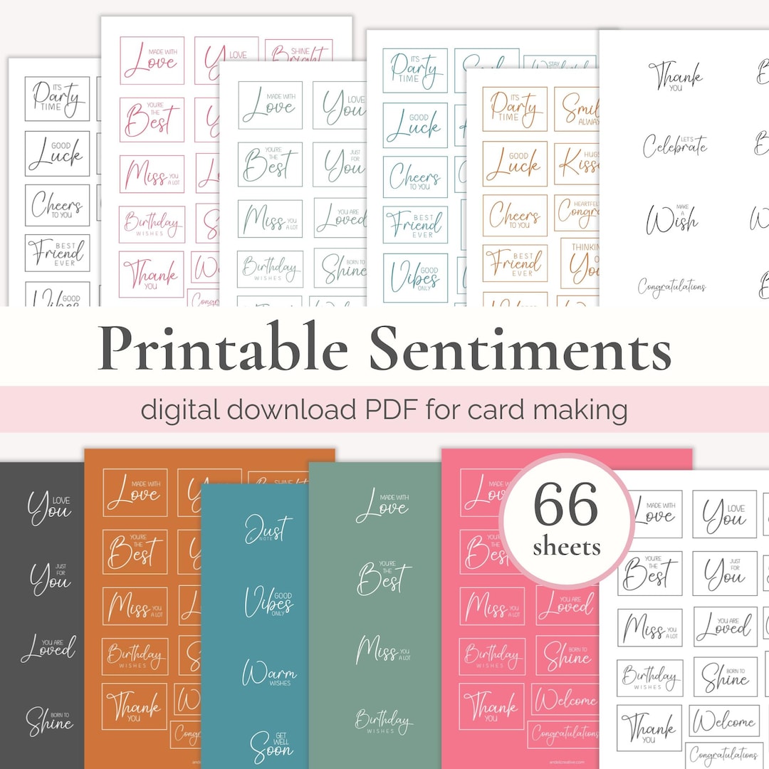 Sentiment Templates Printable Sentiments for Cards, Card Making Sentiment, DIY Crafts Kit ...