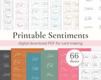 Printable Sentiments for Cards, Card Making Sentiment, DIY Crafts Kit, Greeting Words, Message Tags, Craft Activity, Cardmaking Adult Kits