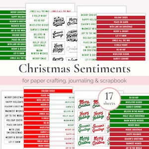 Afdrukbare gevoelens voor kerst, kaarten maken Printables, knutselen voor volwassenen, sentiment voor kaarten maken, handgemaakte wenskaarten Ambachtelijke activiteit