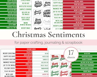 Printable Sentiments for Christmas, Card Making Printables, Adult Crafts, Sentiment for Cardmaking, Handmade Greeting Cards Craft Activity