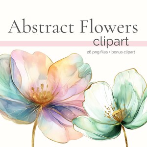 Akvarell abstrakta blommor Clipart, juveltoner blommor PNG, nätt guldblommig Clip Art, elegant alkoholbläck gyllene konturblomma bunt