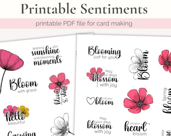 Printable Sentiments for Cards, Card Making Sentiment, DIY Crafts Kit, Greeting Words, Message Tags, Craft Activity, Cardmaking Adult Kits