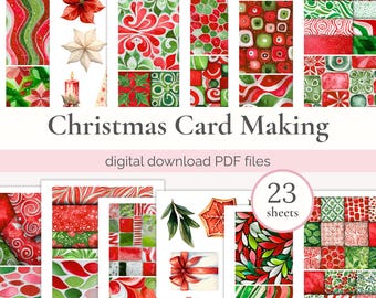 Christmas Card Making Kit, Printable Cardmaking Crafts, Craft Activity, Background Sheets for Handmade Greeting Cards, Digital Paper Pack