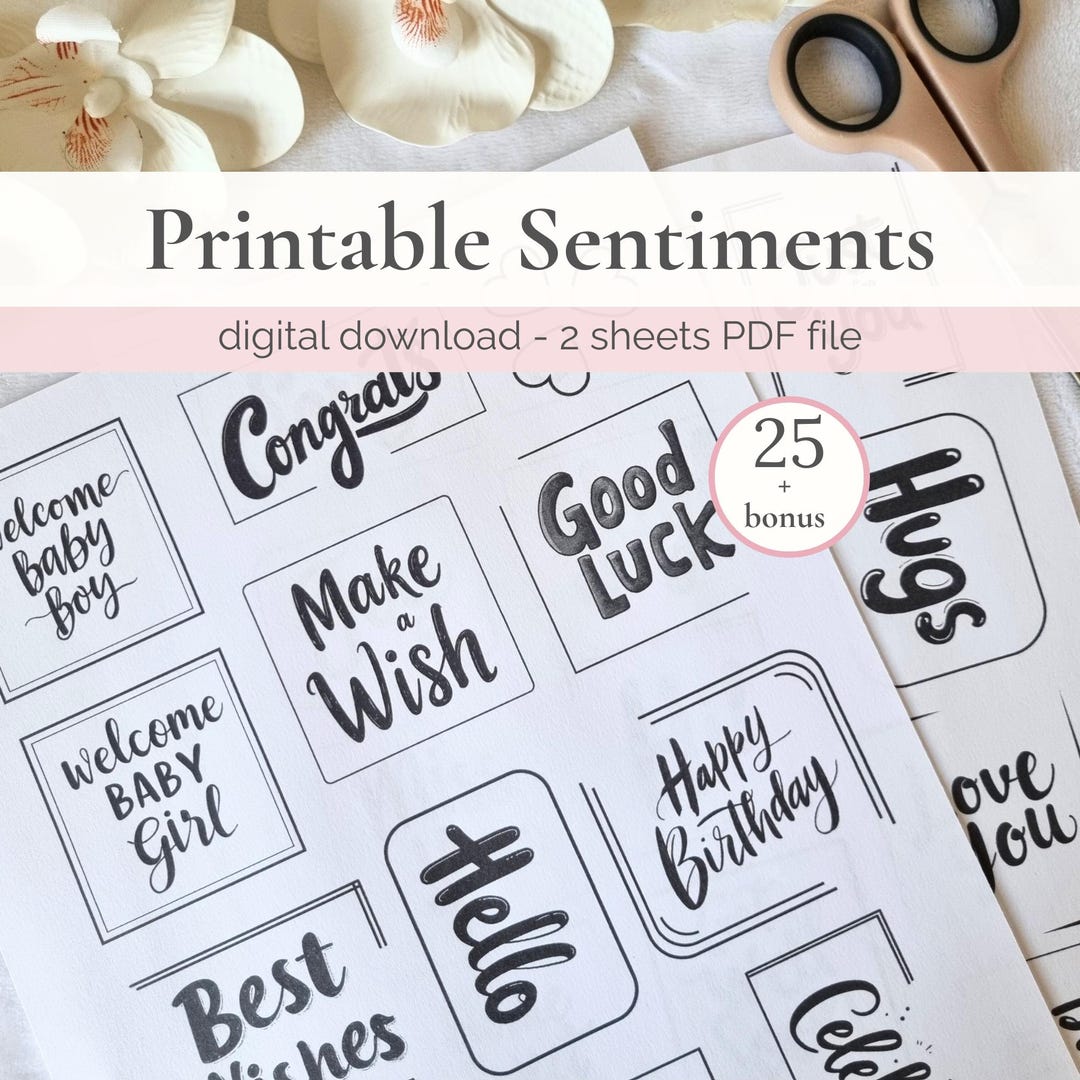 Works Sentiments Printable Sentiments for Cards, Card Making Sentiment, DIY Crafts Kit ...