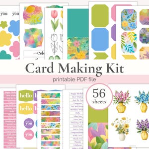 Craft Activity - DIY Card Making Kit, Printable Crafting Kits, Cardmaking Sheet for Greeting Cards, Digital Craft Supplies Pack, PDF Crafts